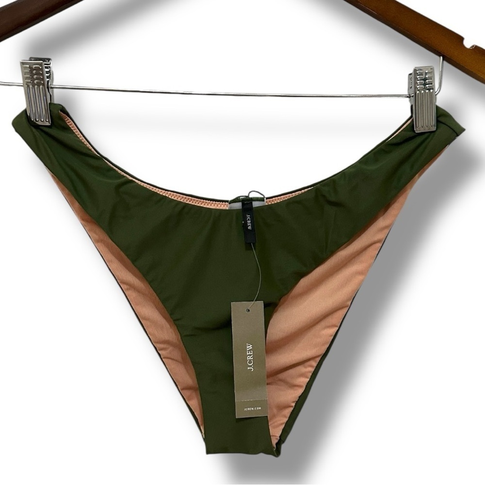 137 J.CREW | NWT High-Cut Bikini Bottom – Olive Green (size S)